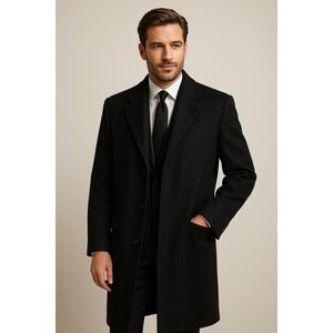 Cardinal of Canada 100% Cashmere  Overcoat 50L Black Luxury Formal Topcoat